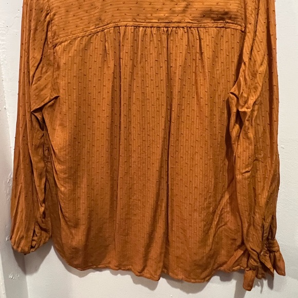 Ann Taylor LOFT Women’s Boho Top Dots Detail Blouse Autumn Auburn Fall Fashion - Picture 4 of 6
